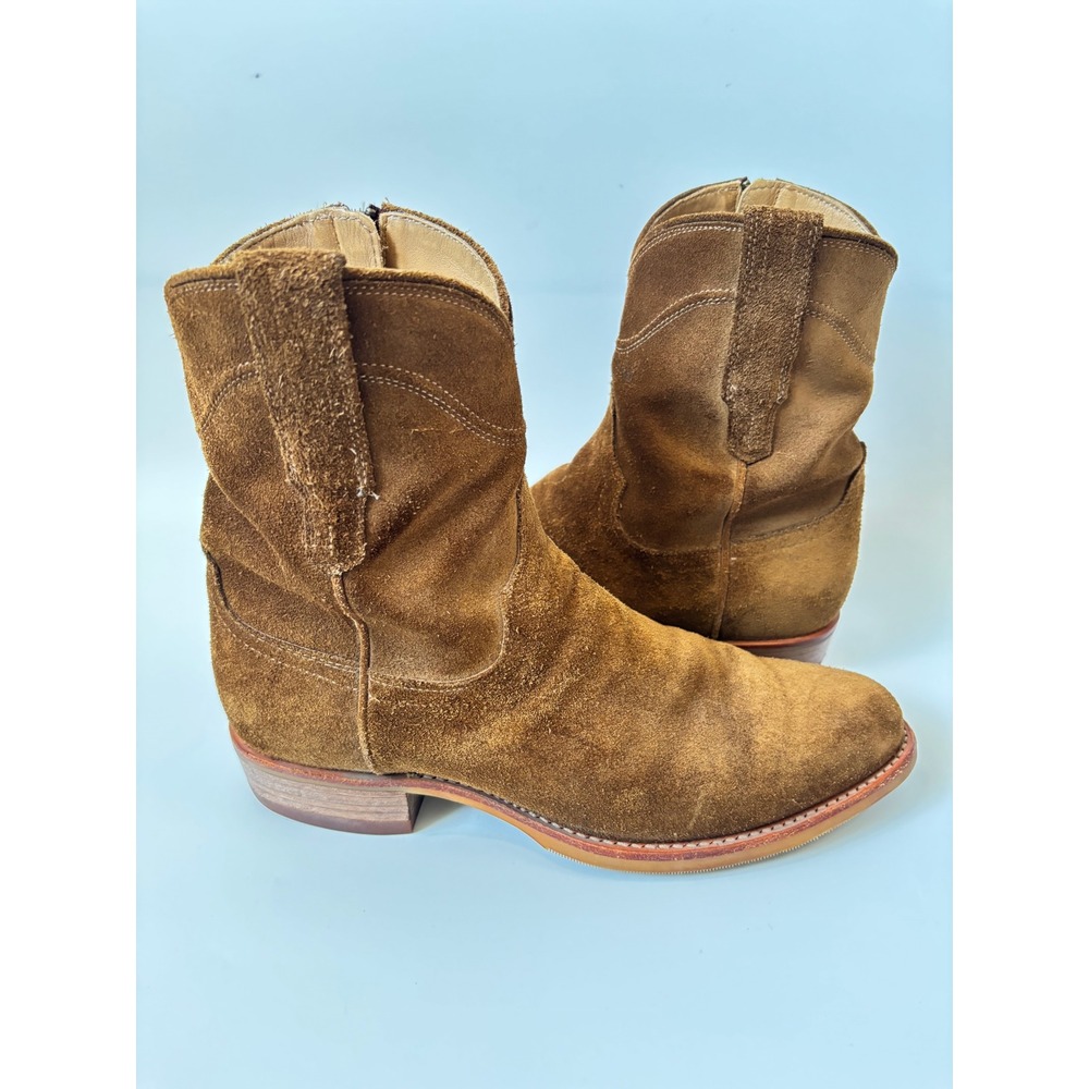Tecovas The Dean Western Boots Mens 9 EE Honey Brown Suede Zip Cowboy Workwear